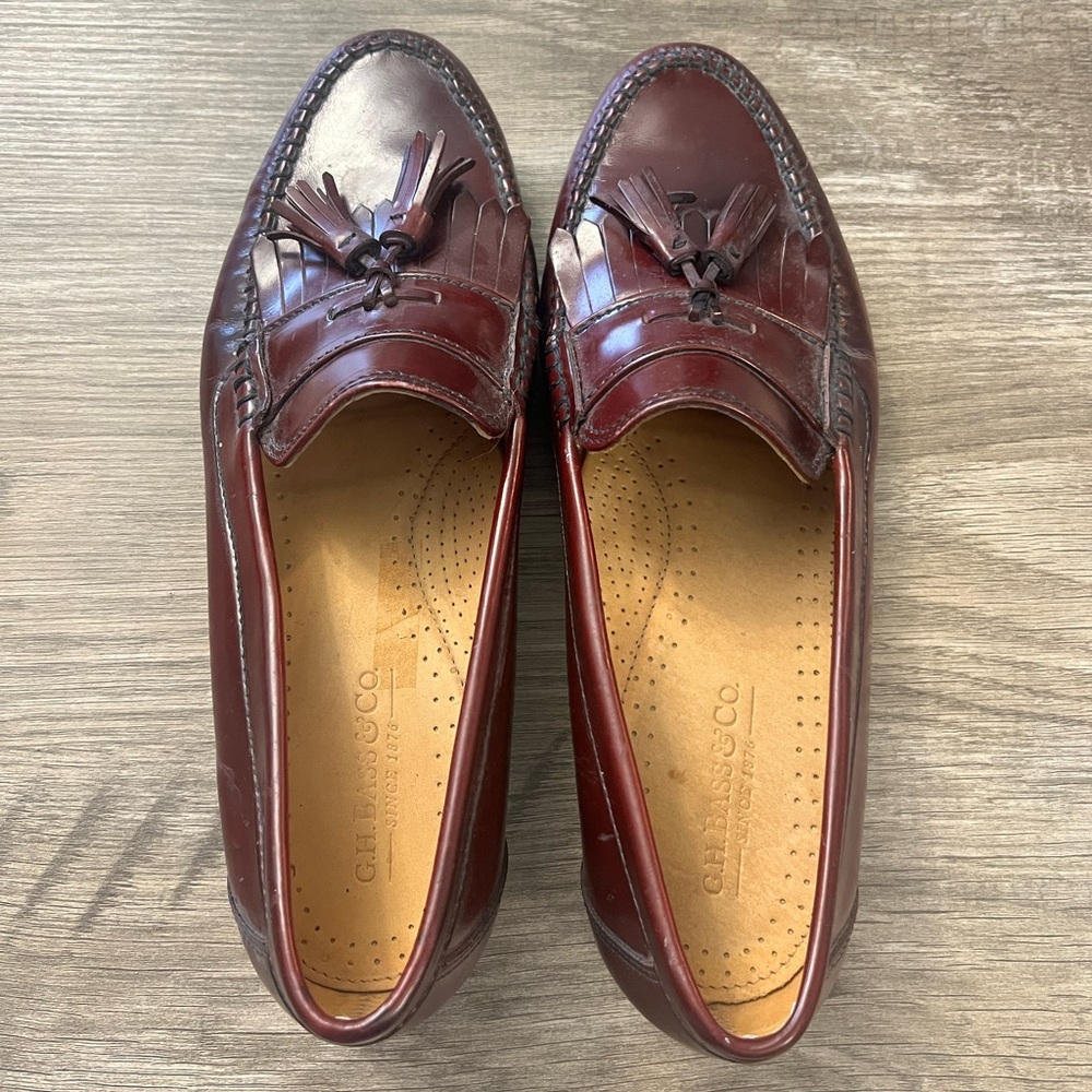 Bass Leather Slip-On Brown Tassel Dress Loafers Men’s Size 10
